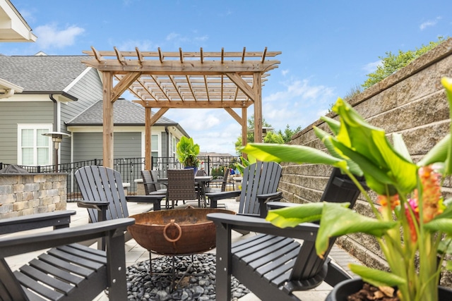 212 Rich Cir, Franklin, TN 37064 - view of patio / terrace featuring a fire pit, a pergola, and outdoor dining space