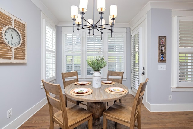 212 Rich Cir, Franklin, TN 37064 - dining space with a chandelier, wood finished floors, and crown molding