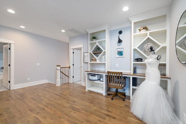 212 Rich Cir, Franklin, TN 37064 - home office featuring built in desk, wood finished floors, and recessed lighting