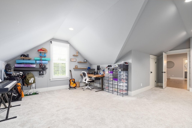 212 Rich Cir, Franklin, TN 37064 - office area featuring lofted ceiling and carpet flooring