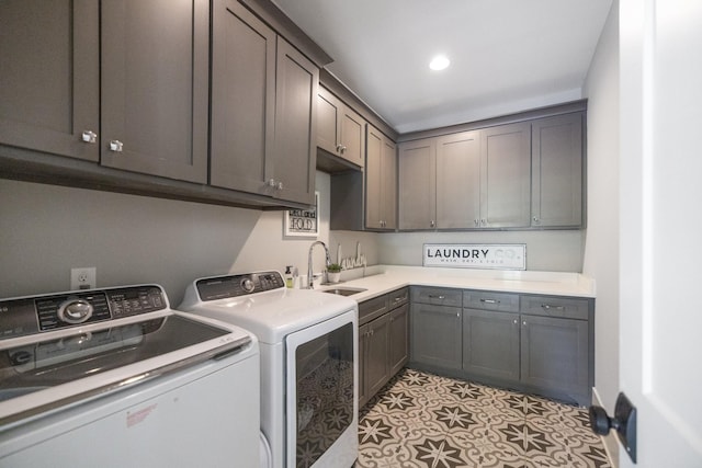 212 Rich Cir, Franklin, TN 37064 - laundry room featuring washer and dryer, cabinet space, and recessed lighting