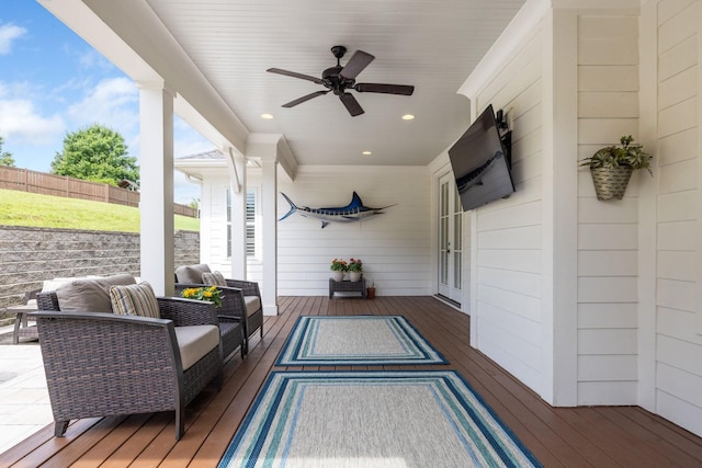 212 Rich Cir, Franklin, TN 37064 - deck with outdoor lounge area and a ceiling fan