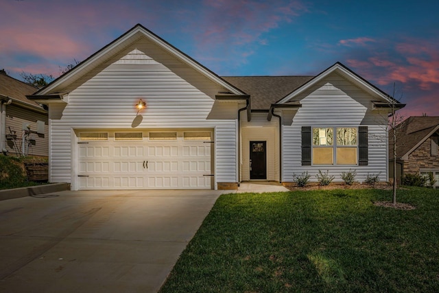 209 E Quail Hollow Way, Dickson, TN 37055 - single story home with driveway, a garage, and a yard