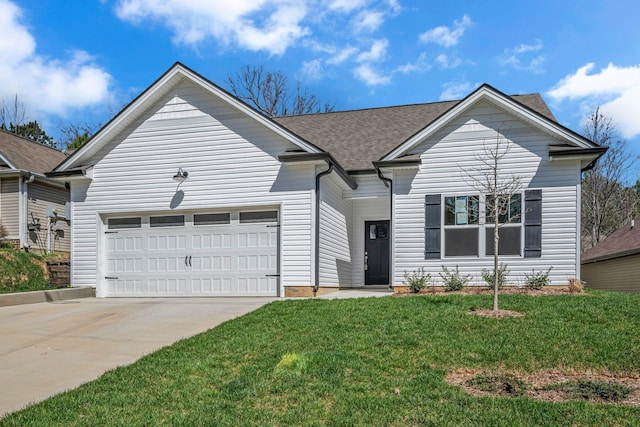 209 E Quail Hollow Way, Dickson, TN 37055 - view of front facade with an attached garage, driveway, a front yard, and roof with shingles