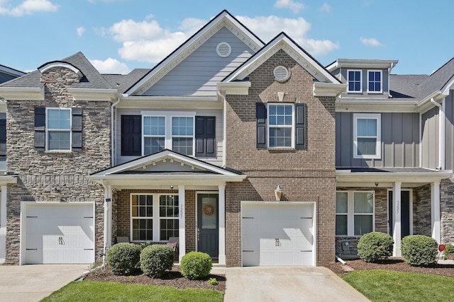 3225 Brookberry Ln, Murfreesboro, TN 37129 - craftsman-style house with a garage, driveway, stone siding, and board and batten siding