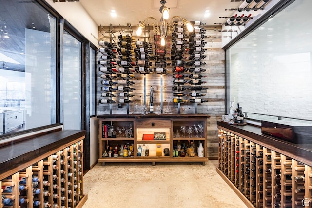 view of wine cellar