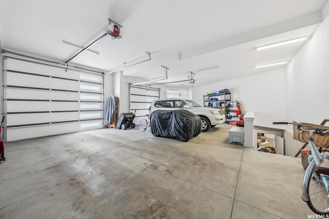 garage with a garage door opener