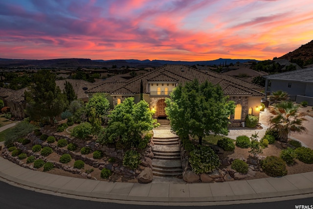 mediterranean / spanish-style home featuring a mountain view