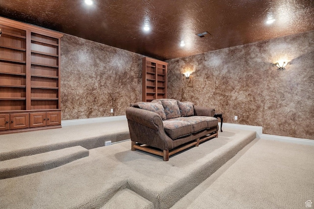 home theater with carpet flooring