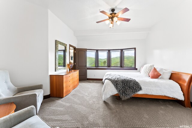 4159 Moose Hollow Rd, Park City, UT 84098 - carpeted bedroom featuring lofted ceiling and ceiling fan