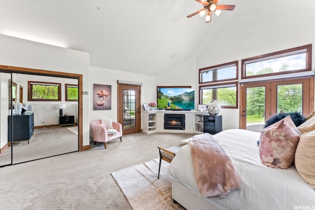 4159 Moose Hollow Rd, Park City, UT 84098 - carpeted bedroom featuring high vaulted ceiling, a closet, and ceiling fan