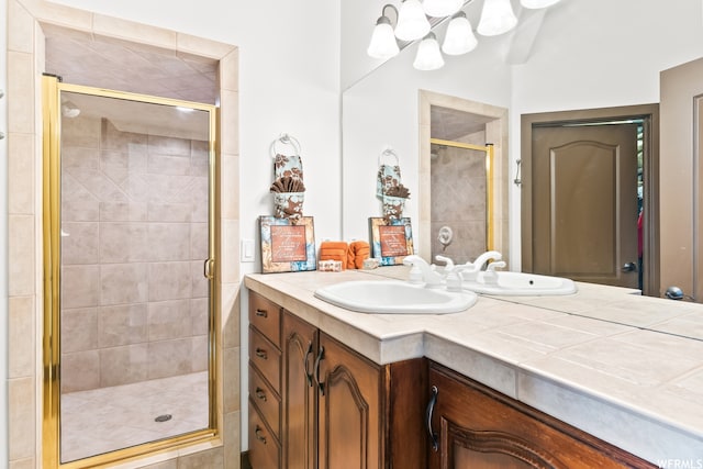 4159 Moose Hollow Rd, Park City, UT 84098 - bathroom featuring oversized vanity and an enclosed shower