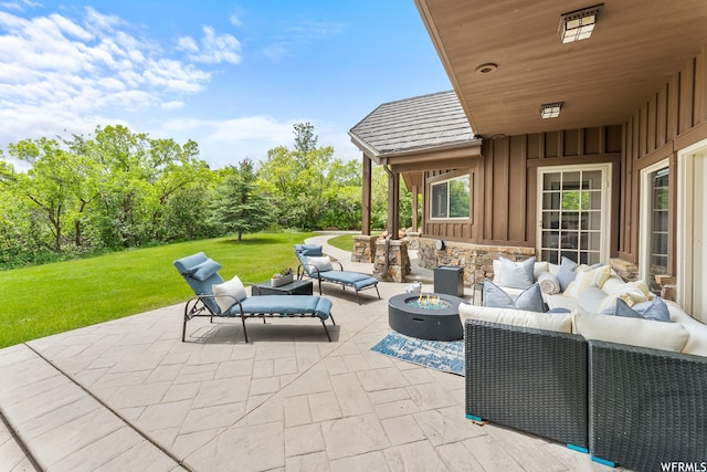 4159 Moose Hollow Rd, Park City, UT 84098 - view of patio / terrace featuring an outdoor living space with a fire pit