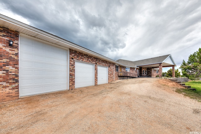 view of garage