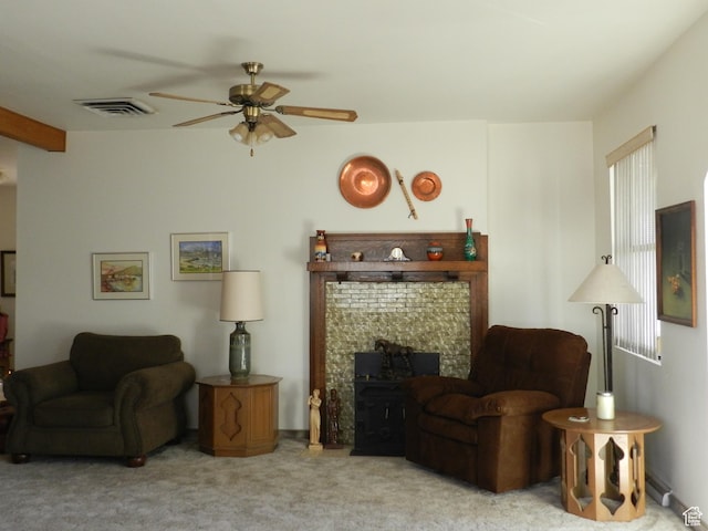 195 E 200 N, Moab, UT 84532 - carpeted living room featuring a ceiling fan