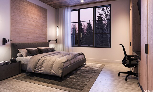 7932 Red Tail Ct, Park City, UT 84060 - bedroom with light hardwood / wood-style flooring and wood ceiling