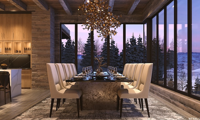7932 Red Tail Ct, Park City, UT 84060 - dining room with hardwood / wood-style flooring, wooden ceiling, and beam ceiling