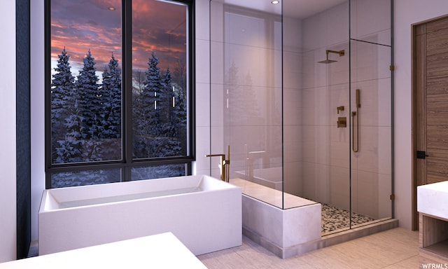 7932 Red Tail Ct, Park City, UT 84060 - bathroom featuring separate shower and tub and tile patterned flooring