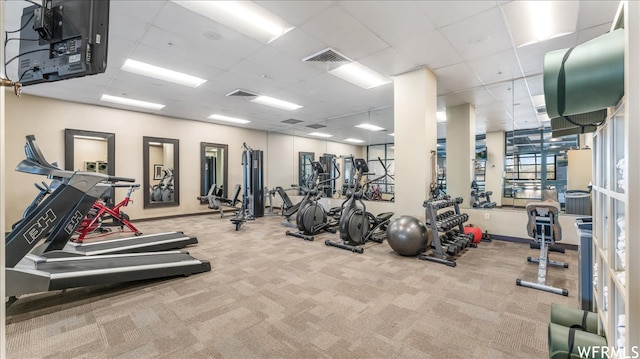 1476 Newpark Blvd Unit 204, Park City, UT 84098 - gym featuring light carpet and a drop ceiling