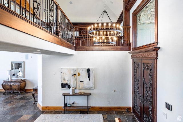 interior space with a chandelier