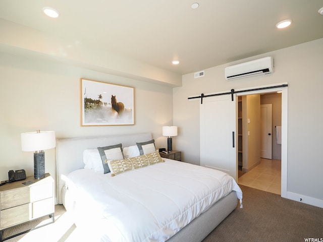 909 W Peace Tree Trl Unit 601, Heber City, UT 84032 - carpeted bedroom with recessed lighting, an AC wall unit, visible vents, and a barn door