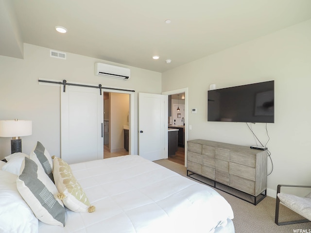 909 W Peace Tree Trl Unit 601, Heber City, UT 84032 - bedroom featuring recessed lighting, an AC wall unit, visible vents, and a barn door
