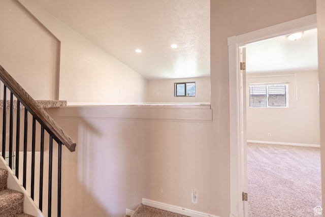 49 E 400 S, Monticello, UT 84535 - staircase featuring carpet, baseboards, healthy amount of natural light, and recessed lighting