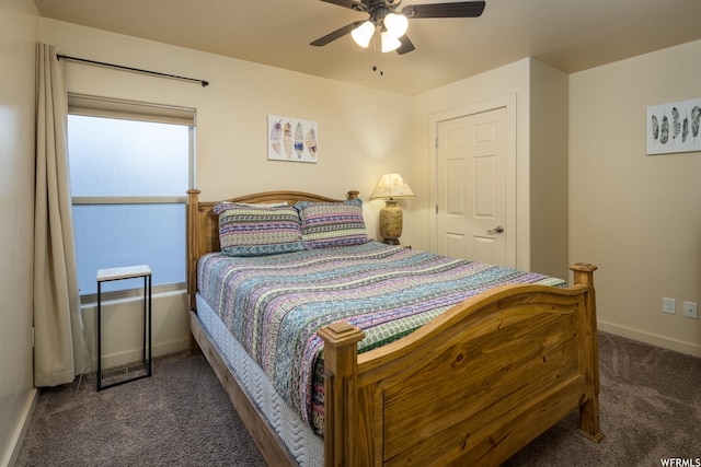 3862 Desert Willow Cir Unit 9-A1, Moab, UT 84532 - bedroom featuring ceiling fan and dark carpet