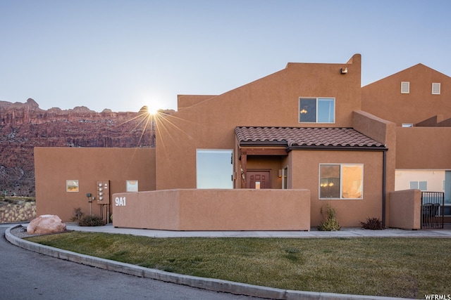 view of pueblo revival-style home