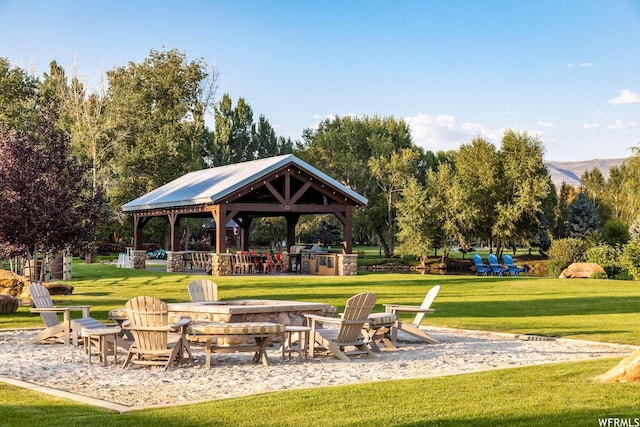 2085 W Midway Ln, Heber City, UT 84032 - view of community with a fire pit, a gazebo, and a yard
