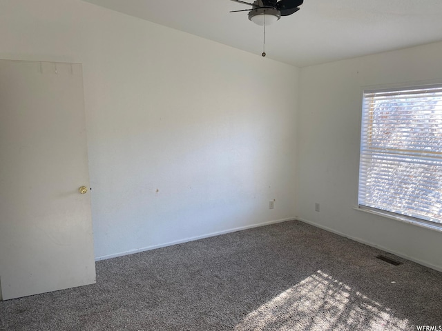 33258 W 8375 S, Fruitland, UT 84027 - carpeted spare room with plenty of natural light, visible vents, baseboards, and ceiling fan