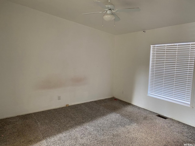 33258 W 8375 S, Fruitland, UT 84027 - spare room with carpet flooring, visible vents, baseboards, and ceiling fan