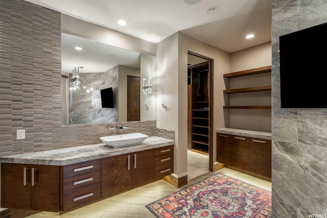 854 W Tawgoo Ct, Ivins, UT 84738 - full bathroom featuring recessed lighting, vanity, and decorative backsplash