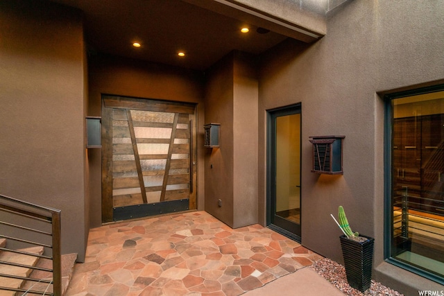 854 W Tawgoo Ct, Ivins, UT 84738 - doorway to property featuring stucco siding
