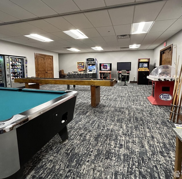 2653 Canyons Resort Dr Unit 126, Park City, UT 84098 - recreation room featuring billiards, a paneled ceiling, and dark carpet