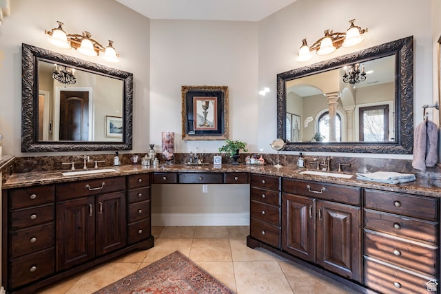 3626 E Granite Bench Ln S, Sandy, UT 84092 - bathroom with tile floors and double vanity