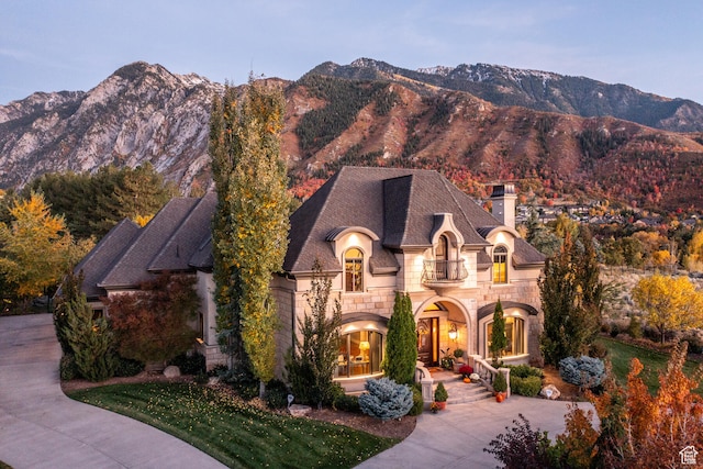 3626 E Granite Bench Ln S, Sandy, UT 84092 - view of front of home featuring a balcony and a mountain view