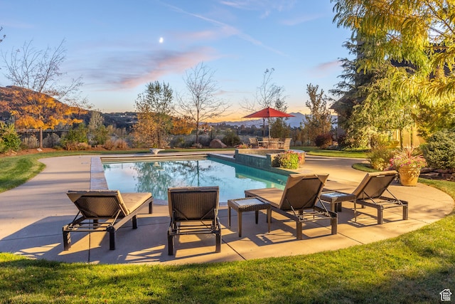 3626 E Granite Bench Ln S, Sandy, UT 84092 - view of pool with a mountain view and a patio area