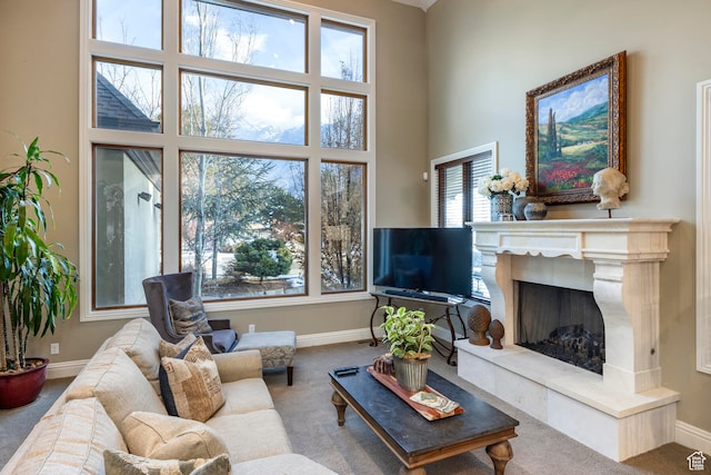 3626 E Granite Bench Ln S, Sandy, UT 84092 - living room with carpet and a towering ceiling