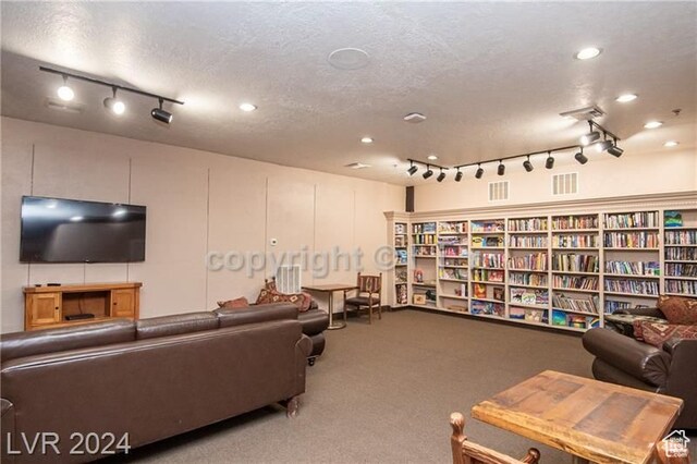 223 Hunter Ridge Rd Unit A202, Brian Head, UT 84719 - carpeted living room featuring a textured ceiling