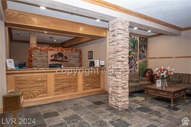 223 Hunter Ridge Rd Unit A202, Brian Head, UT 84719 - welcome area with decorative columns and indoor bar