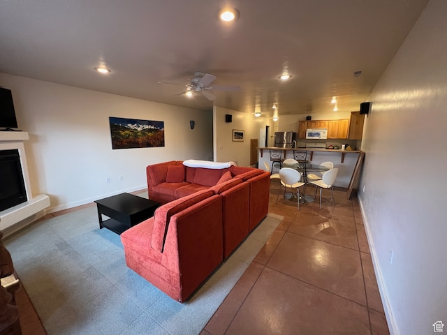 3764 Prickly Pear Cir Unit 2-A8, Moab, UT 84532 - living room featuring light tile patterned floors and ceiling fan