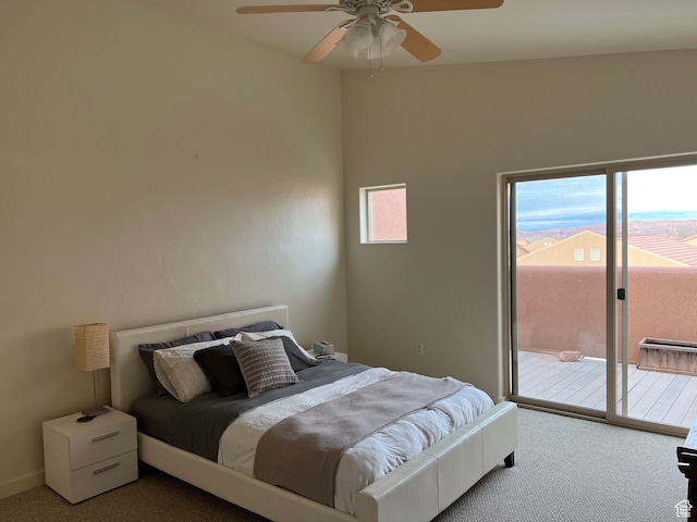 3764 Prickly Pear Cir Unit 2-A8, Moab, UT 84532 - bedroom with ceiling fan, access to exterior, and carpet