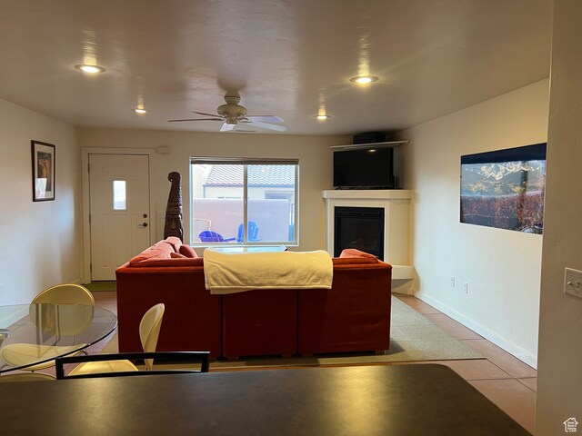 3764 Prickly Pear Cir Unit 2-A8, Moab, UT 84532 - tiled living room featuring ceiling fan
