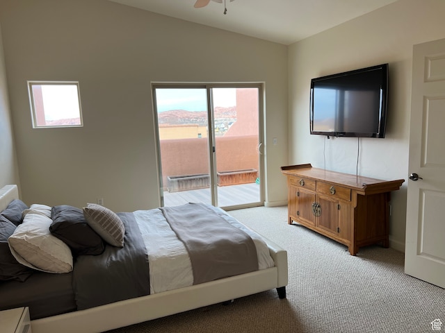 3764 Prickly Pear Cir Unit 2-A8, Moab, UT 84532 - carpeted bedroom with lofted ceiling and access to outside