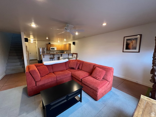 3764 Prickly Pear Cir Unit 2-A8, Moab, UT 84532 - living room featuring light tile patterned floors and ceiling fan