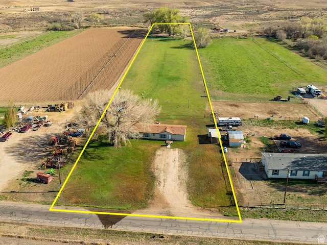 drone / aerial view with a rural view