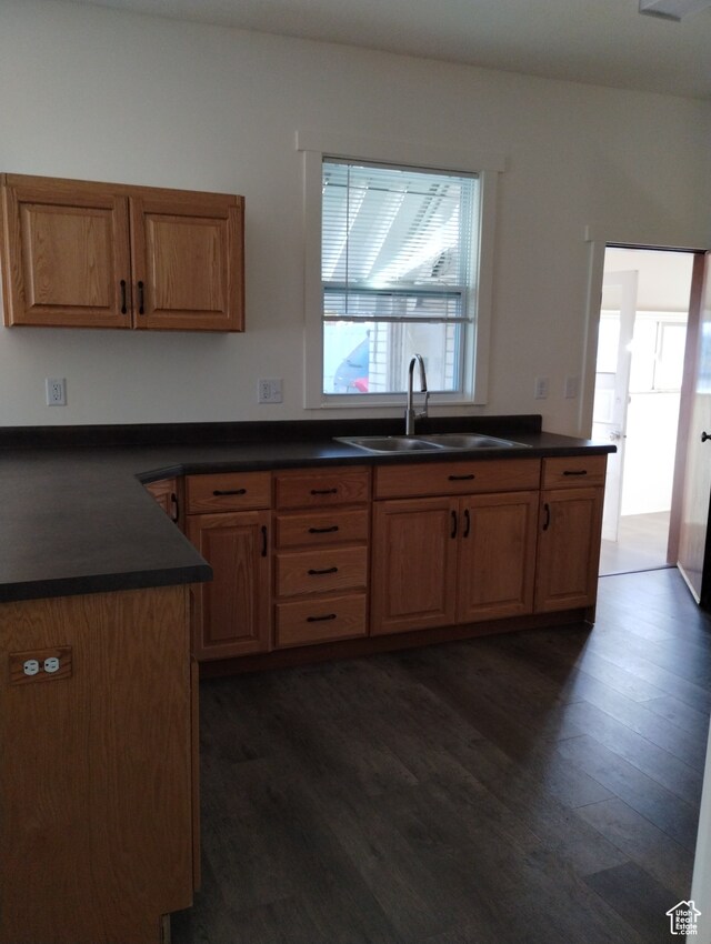 182 E 9000 S, Sandy, UT 84070 - kitchen featuring plenty of natural light, dark hardwood / wood-style floors, and sink
