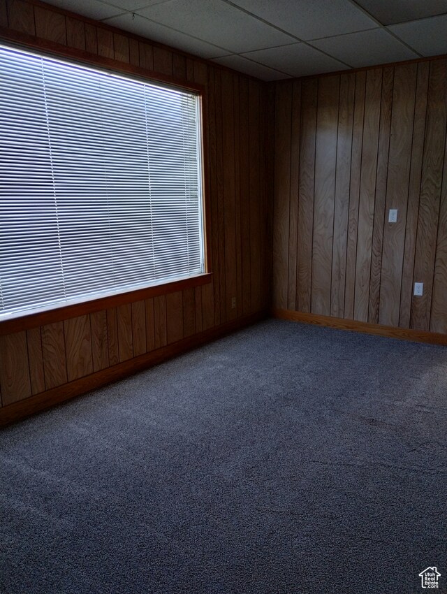 182 E 9000 S, Sandy, UT 84070 - spare room with carpet floors, wood walls, and a paneled ceiling