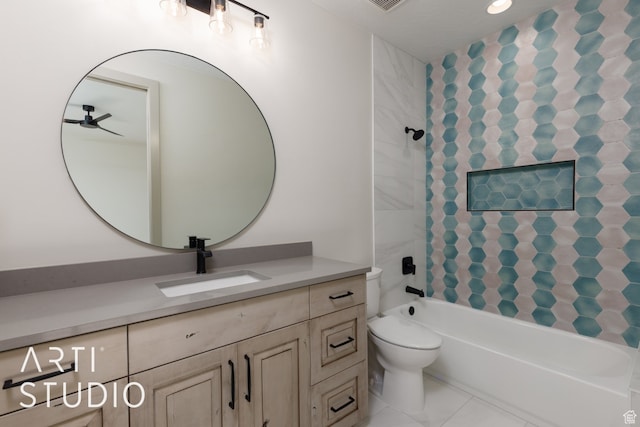3209 S Dyami Vw Unit 11, Hurricane, UT 84737 - full bathroom with tiled shower / bath, toilet, tile flooring, and vanity